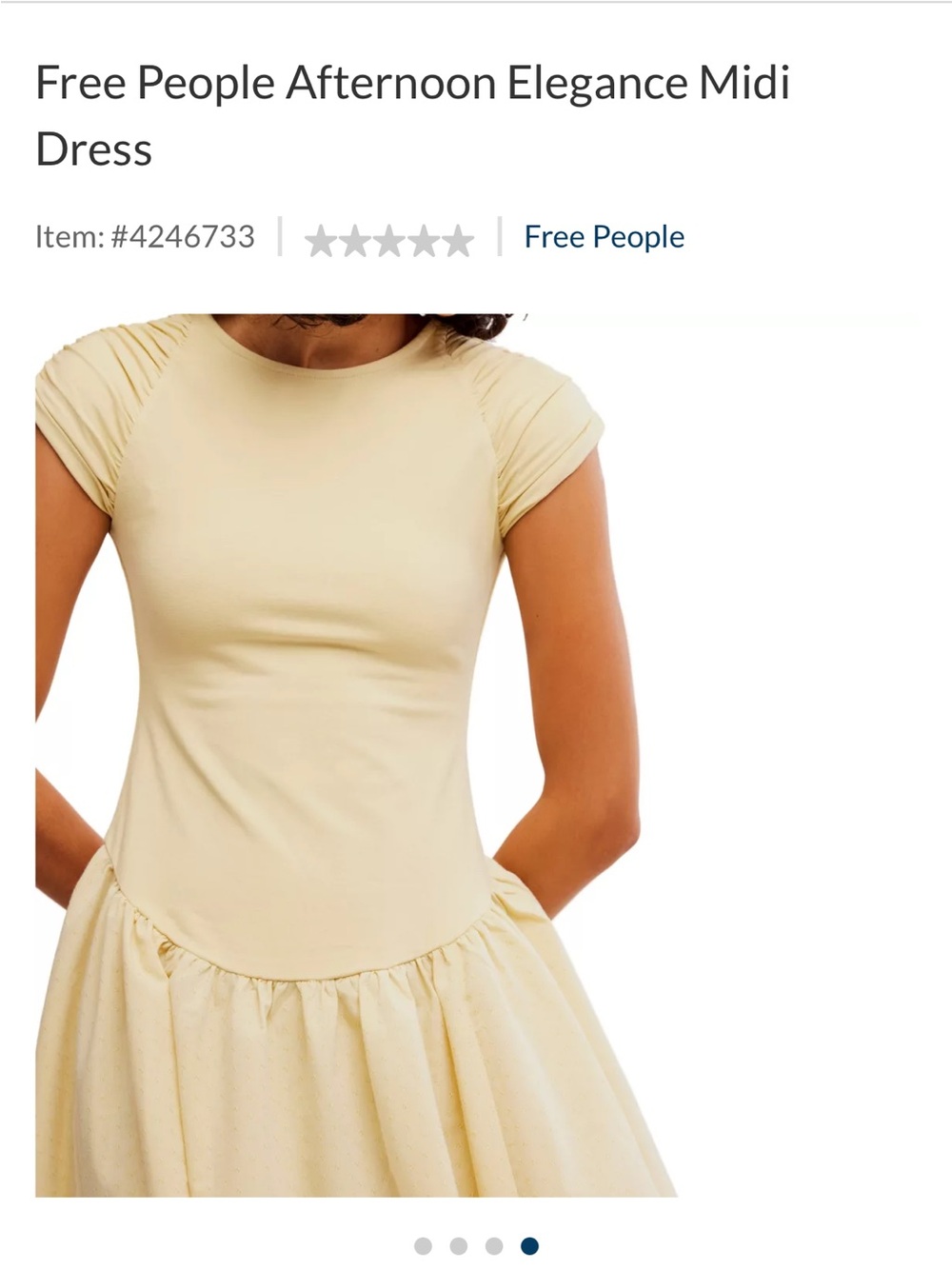 Free People Butter Yellow Afternoon Elegance Midi Dress